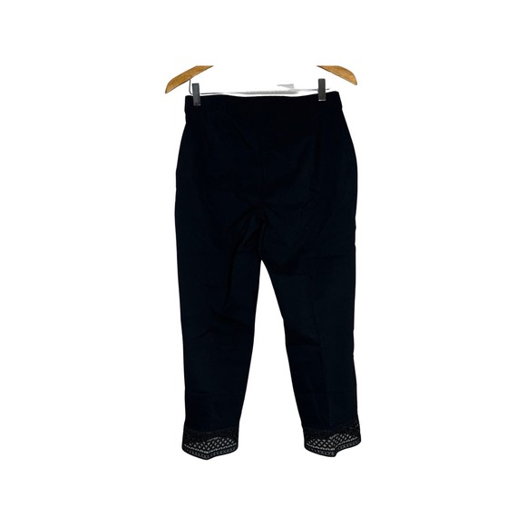 SUSAN GRAVER Ultra Stretch Crop Pant with Crochet Trim Black Petite 8 - Picture 3 of 5